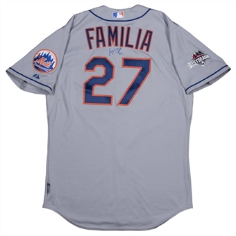 2015 Jeurys Familia NLDS & NLCS Game Used New York Mets Road Jersey (MLB Authenticated, Mets COA & Steiner) 